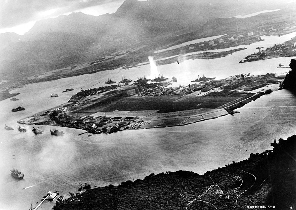 Pearl Harbor, Japan's sudden air attack on the US naval base in Hawaii