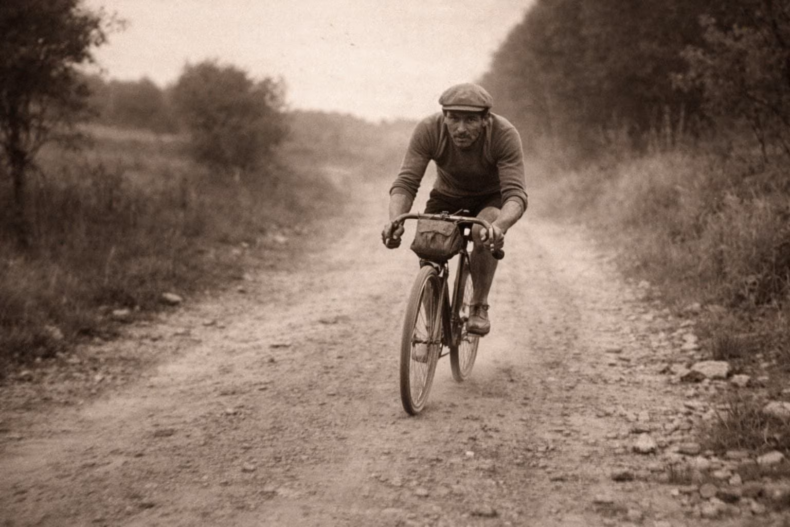 Because early cycling was so extreme: 400km on 20kg bikes and tight roads