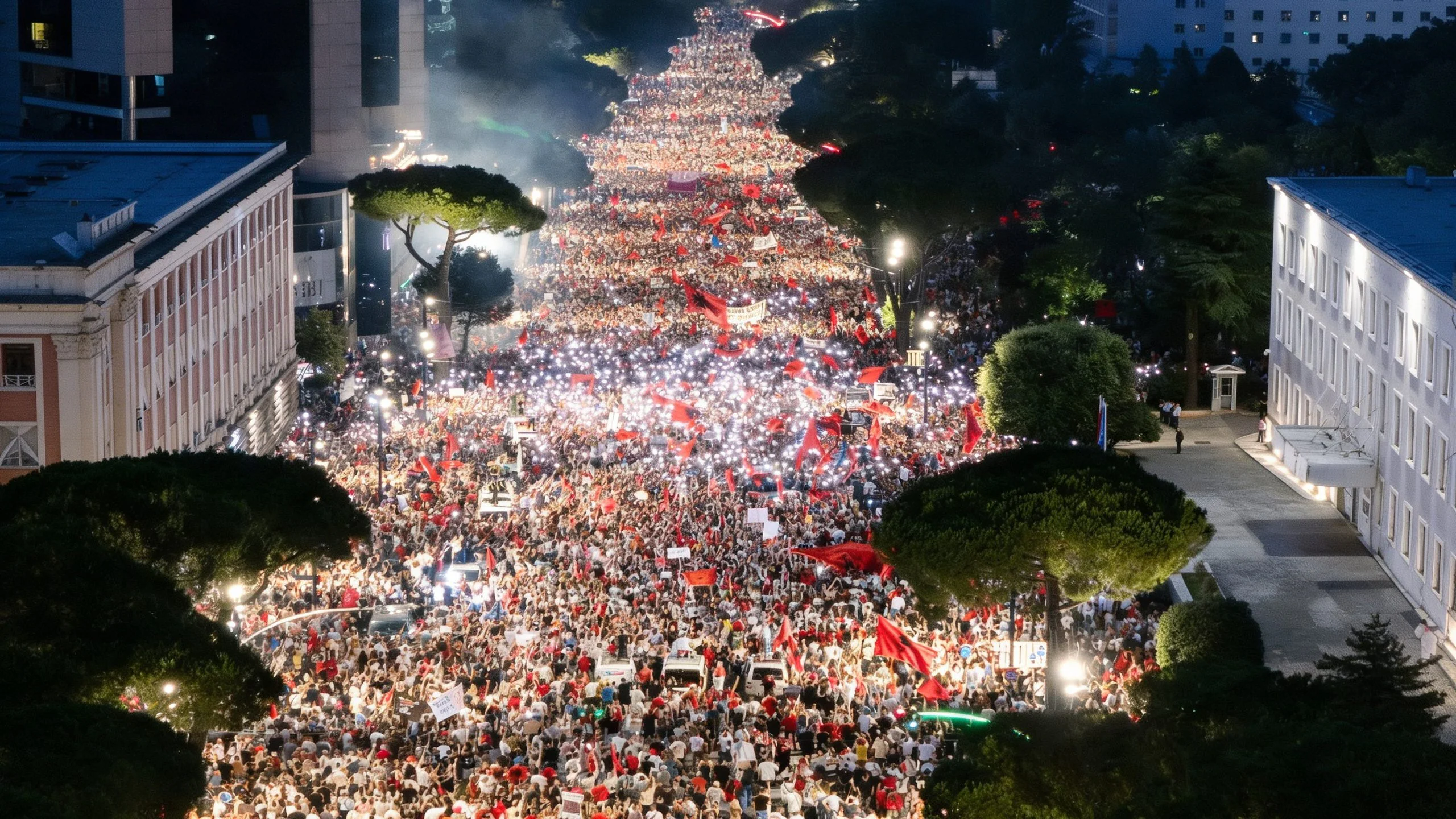 Because in Albania they protest against the Rama government and Trump's son-in-law's resort on the island of Sazan