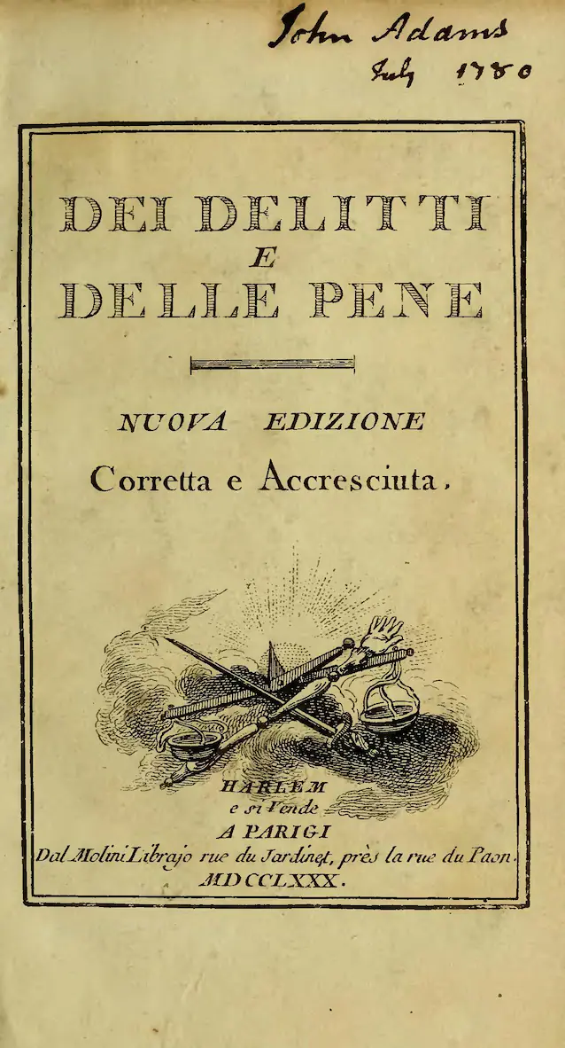 1780 editions of On Crimes and Punishments