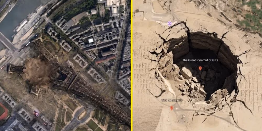 Google Earth withdraws the AI ​​function after 24 hours: deepfakes, from the Eiffel Tower to the fallen Pyramid of Giza