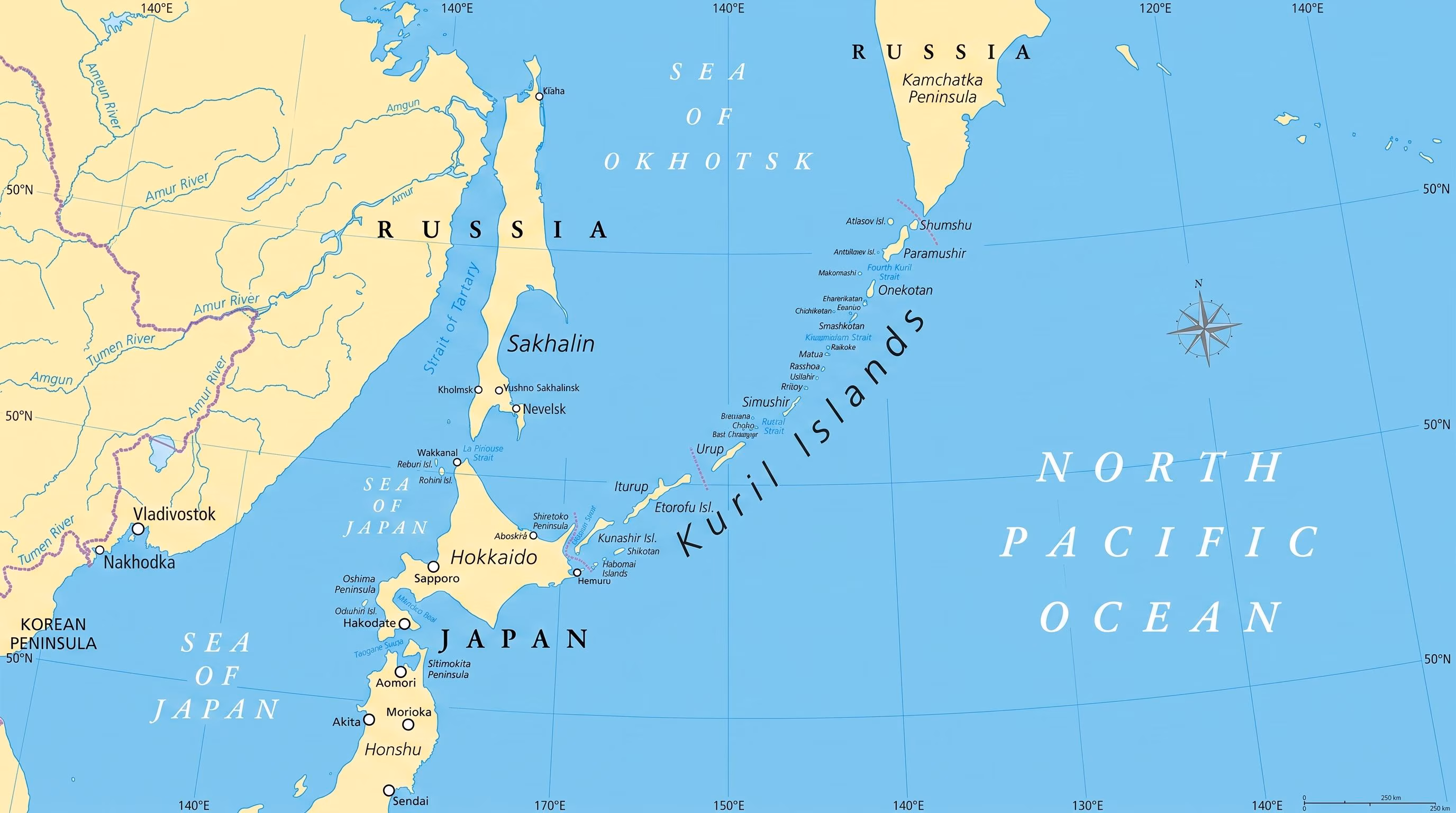 Because the Kuril Islands in the Sea of ​​Okhotsk are still disputed between Russia and Japan