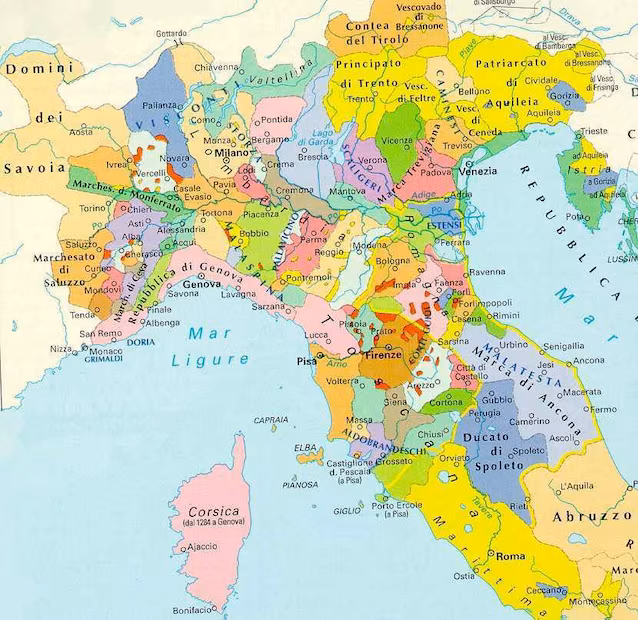 The Italian municipalities (credit - Italian heraldic genealogical study)