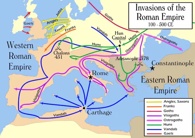 The barbarian invasions (Wikimedia Commons)