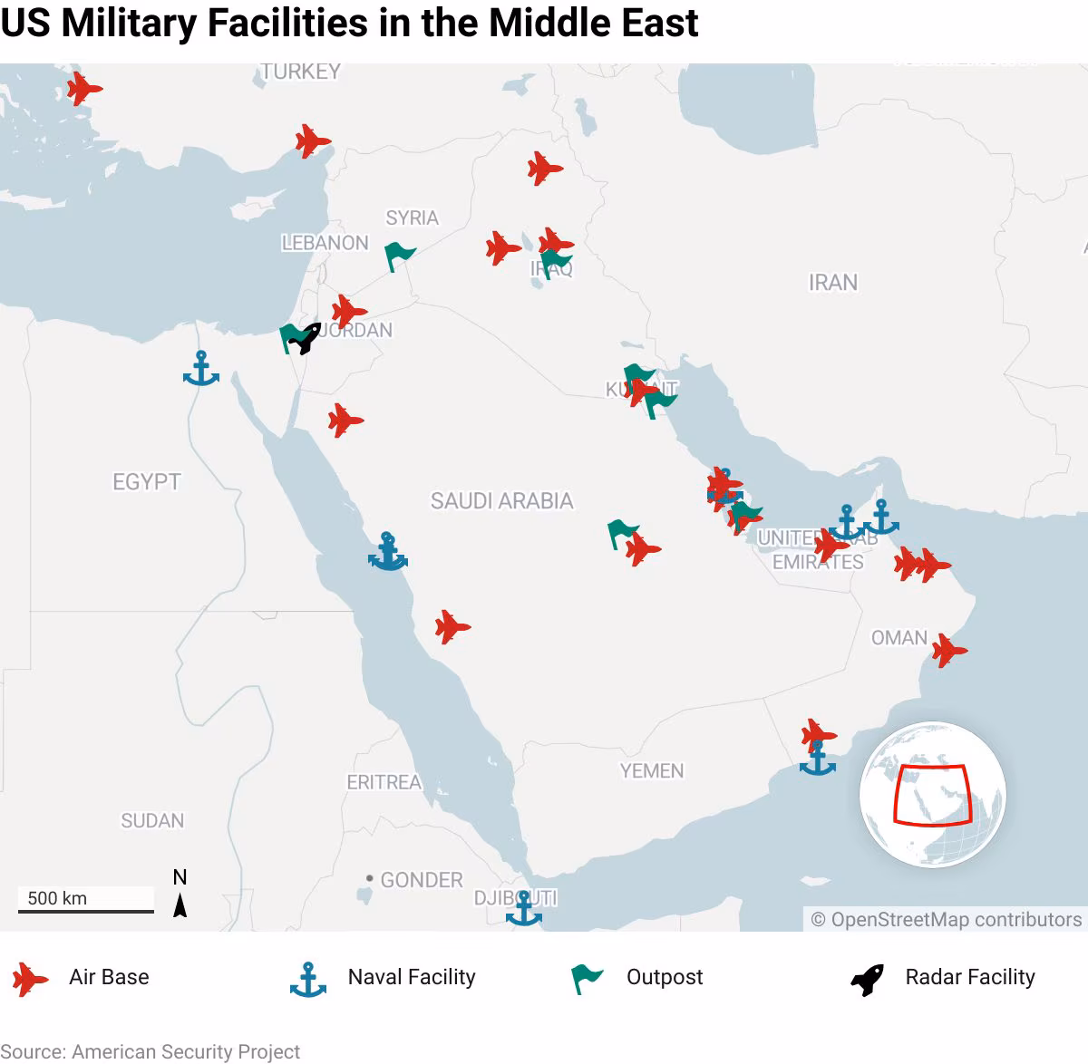 US military bases in the Middle East: where they are located and why they are strategic in the event of escalation