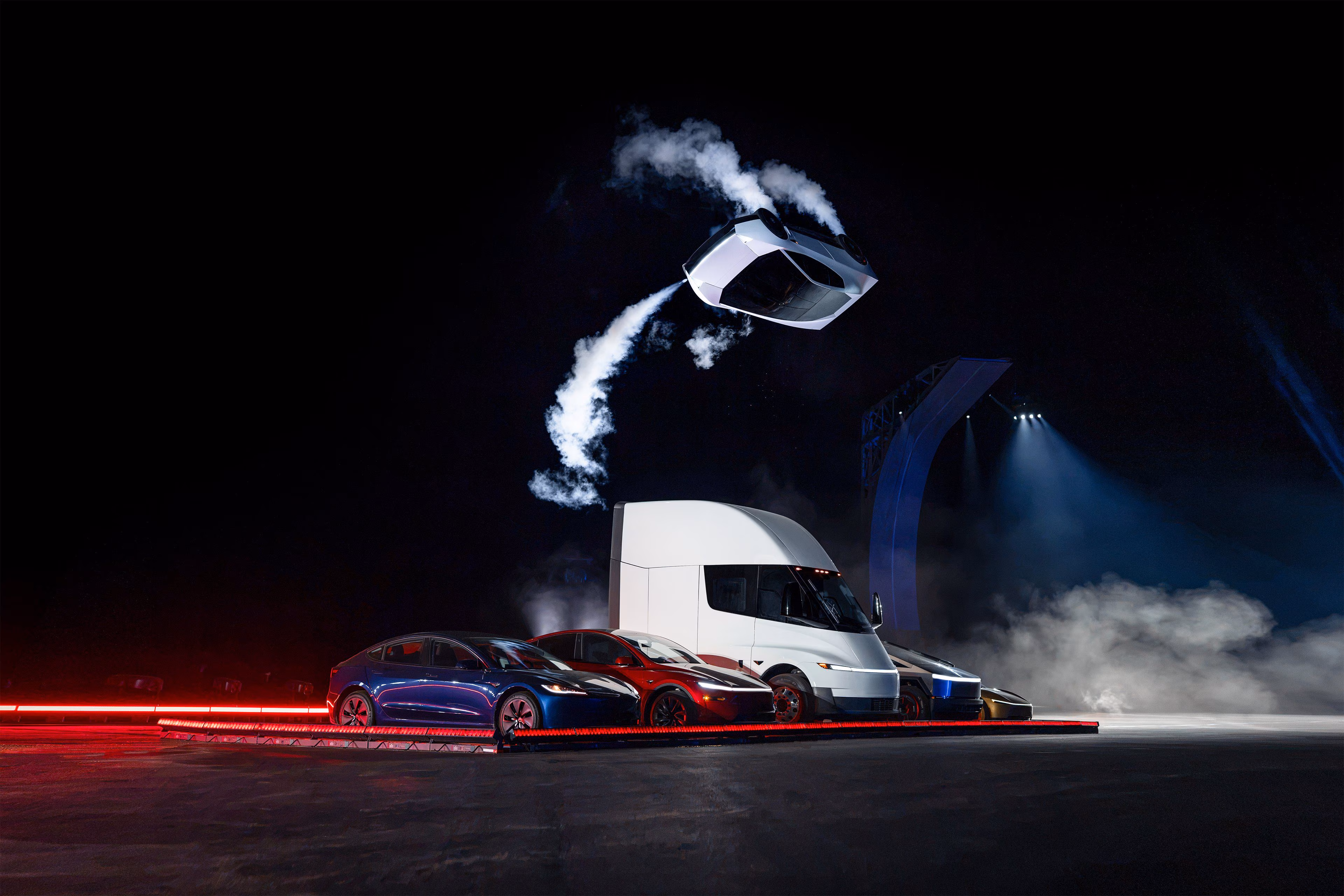 How the Tesla Roadster "flies" without wings or propellers: the physics of jet thrusters